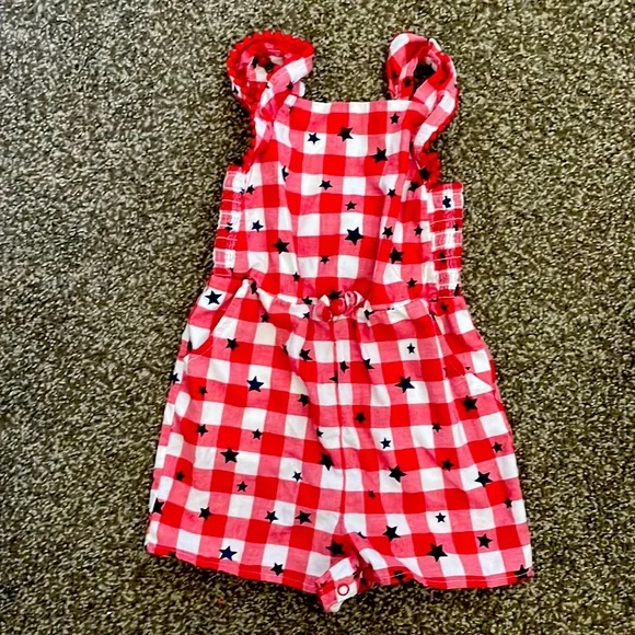 Cat & Jack | Dresses | Cat Jack Red White Blue Plaid Romper | Poshmark